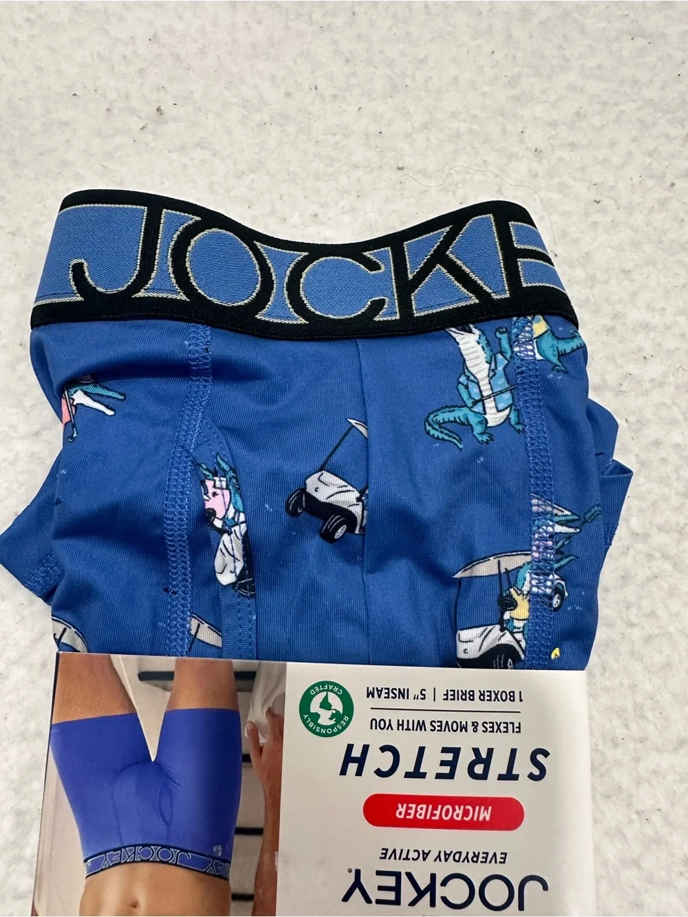 Jockey Blue Boxer Briefs with Golfer Print